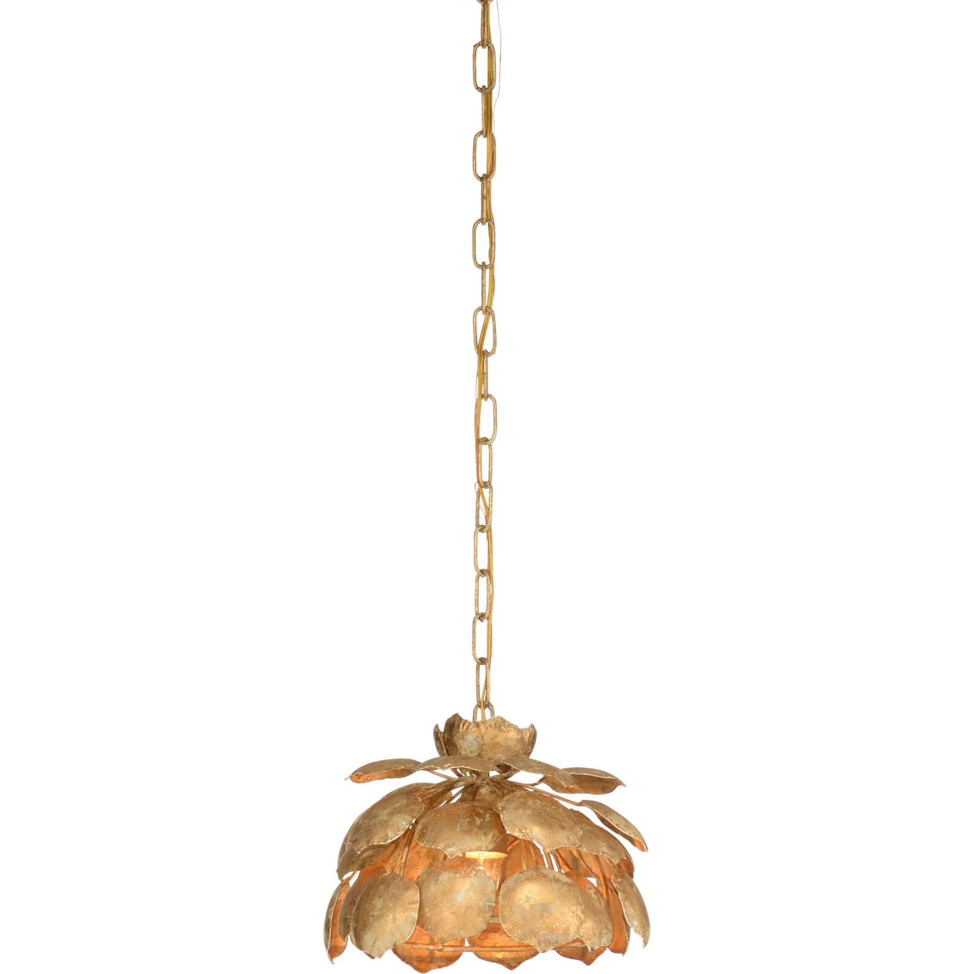 Pleione Petal Pendant by Wildwood in gold clay. Made from iron in a modern style.