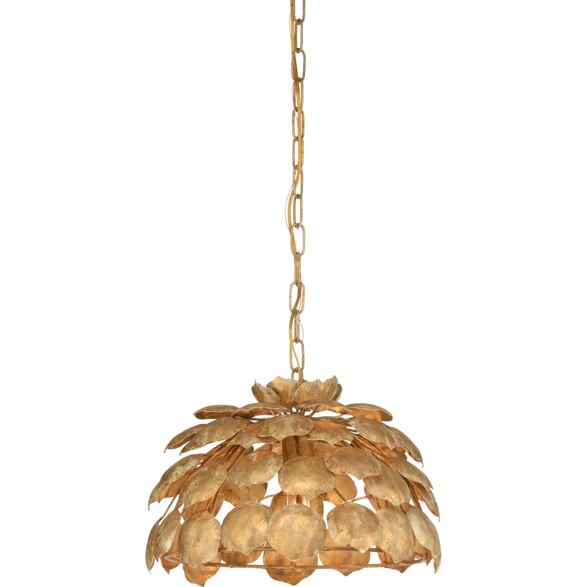 Pleione Petal Pendant by Wildwood in gold clay. Made from iron in a modern style.