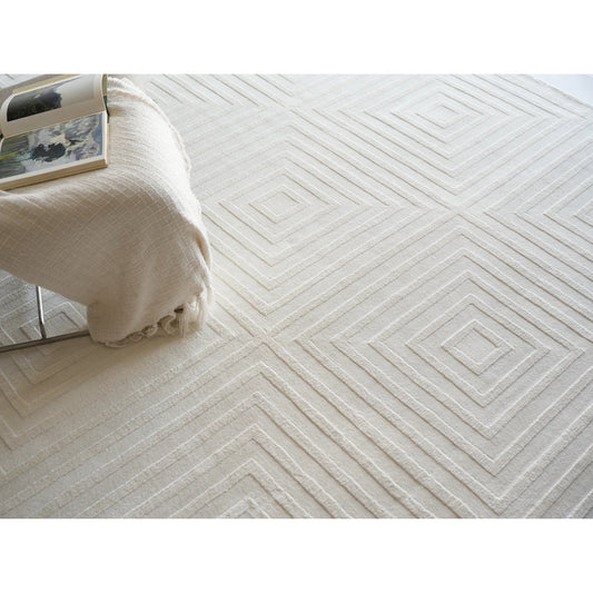 Tovello Modern 6746 Rug by Exquisite Rugs in white. Made from silky nylon