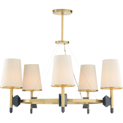 Zuri Chandelier by Wildwood in gold, blue and antique brass, blue. Made from unique in a transitional style.