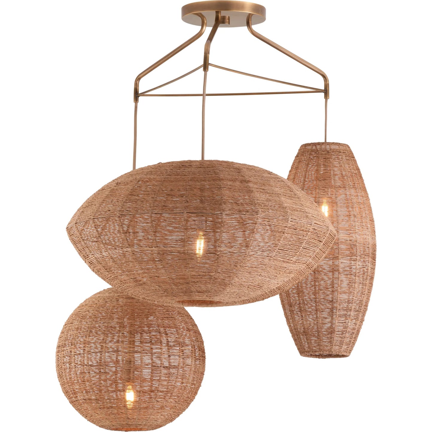 002 SI-2388047 | Additional Silo | Teague Triple Pendant by Wildwood in natural, antique brass. Made from unique in a rustic style.