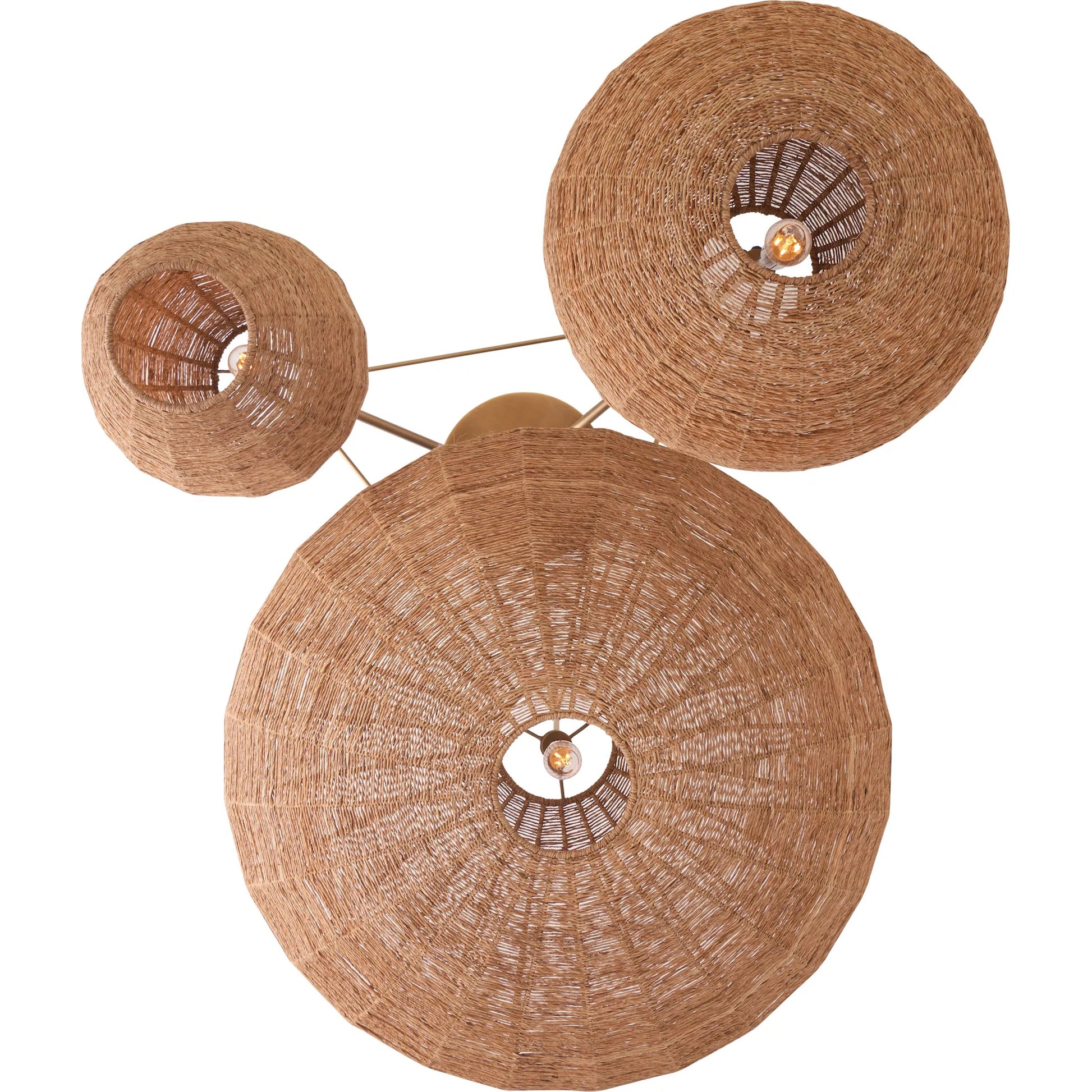 Teague Triple Pendant by Wildwood in natural, antique brass. Made from unique in a rustic style.