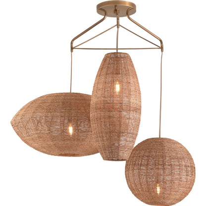 Teague Triple Pendant by Wildwood in natural, antique brass. Made from unique in a rustic style.
