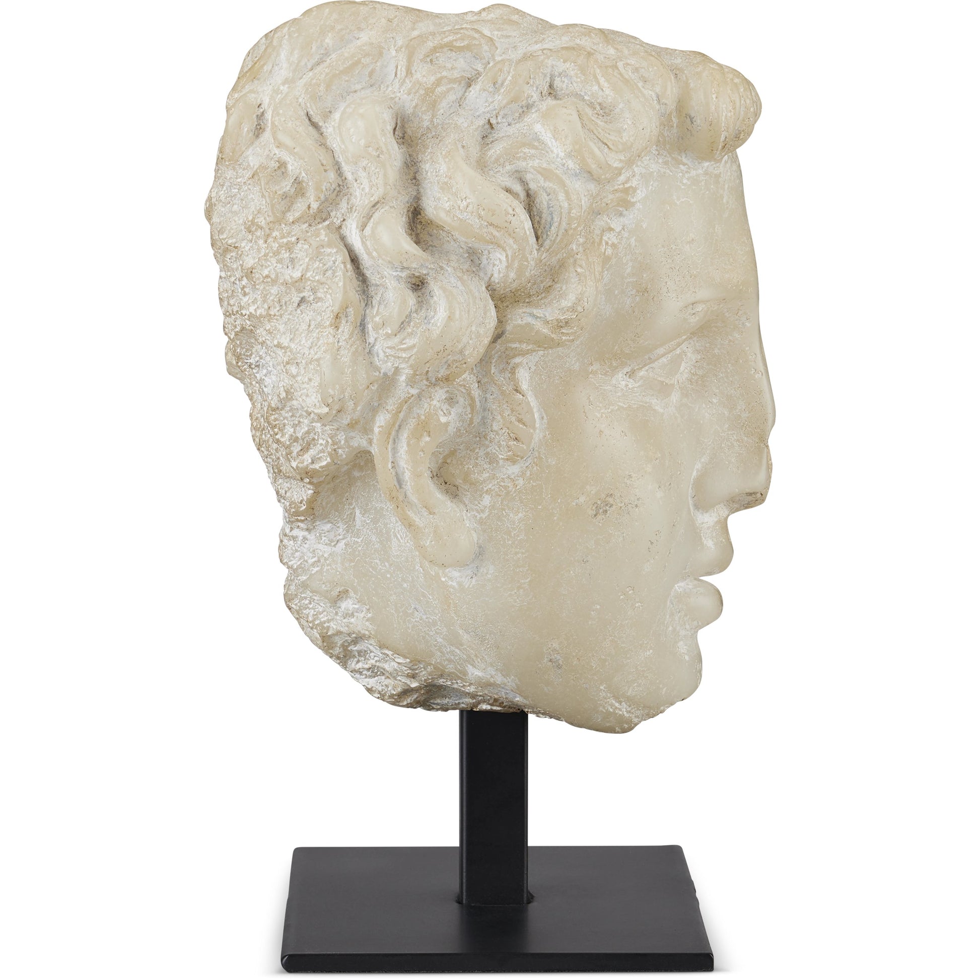 Greek Princess Head Fragment by Currey and Company in aged beige, black. Made from composite, metal in a traditional style.