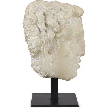 Greek Princess Head Fragment by Currey and Company in aged beige, black. Made from composite, metal in a traditional style.