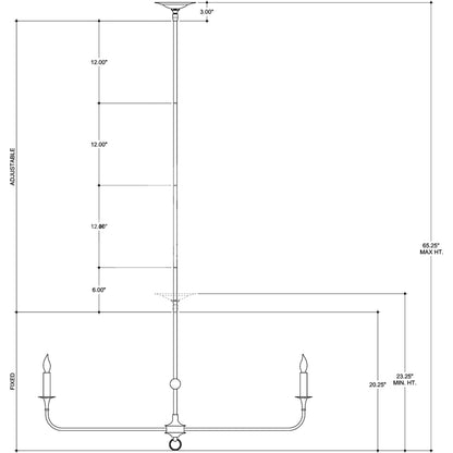 Nottaway Linear Chandelier by Currey and Company. Made from wrought iron in a traditional style.