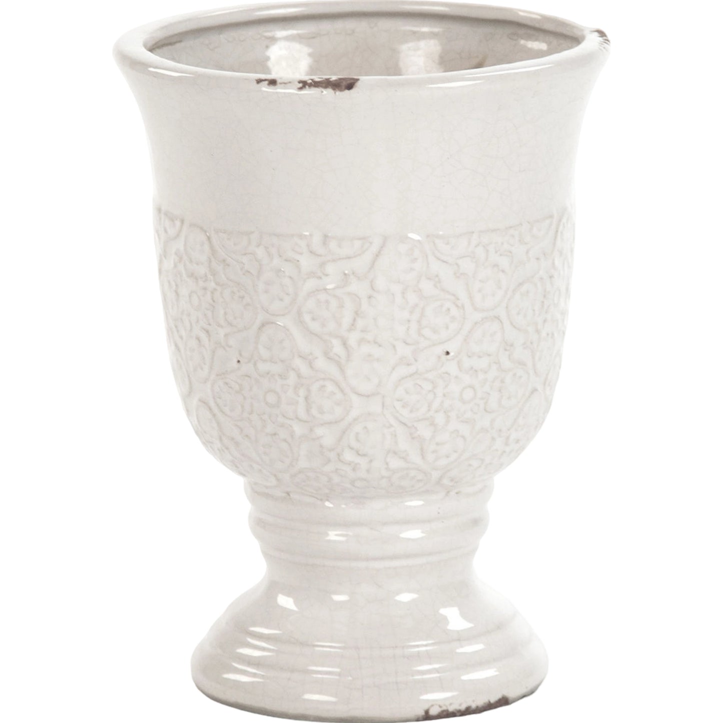 000 S-338117 | Primary Silo | Urn Planter by Zentique in distressed crackle white and ceramic. Made from ceramic in a cottage & farmhouse style.