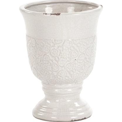 Urn Planter by Zentique in distressed crackle white and ceramic. Made from ceramic in a cottage & farmhouse style.