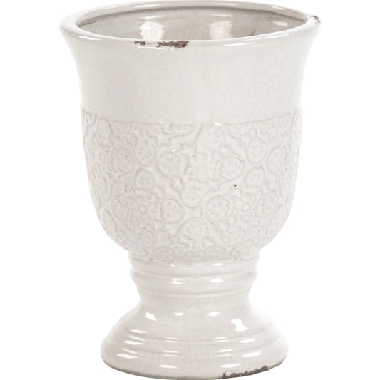 Urn Planter by Zentique in distressed crackle white and ceramic. Made from ceramic in a cottage & farmhouse style.