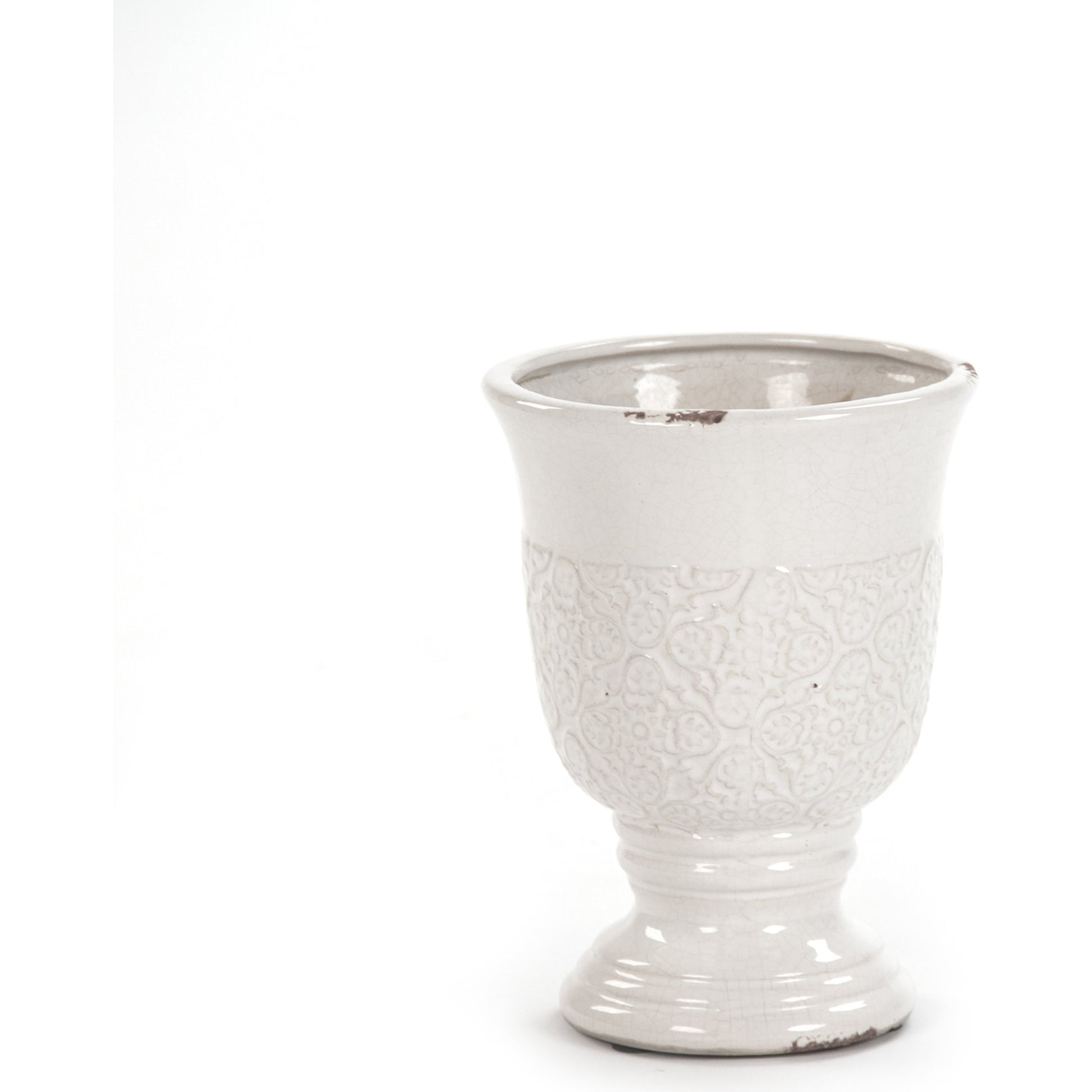 Urn Planter by Zentique in distressed crackle white and ceramic. Made from ceramic in a cottage & farmhouse style.