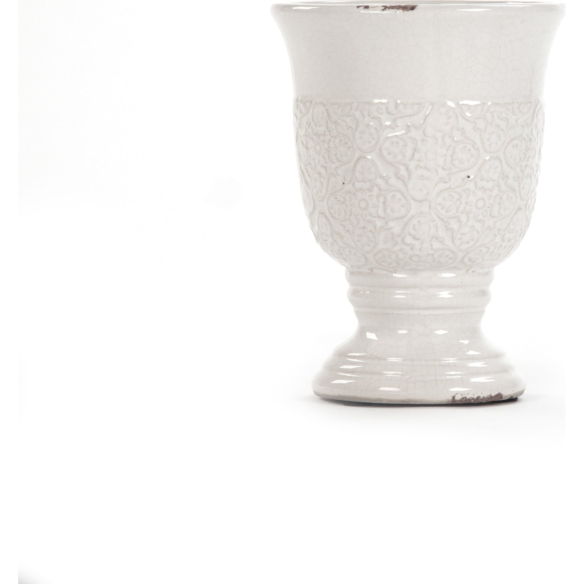 Urn Planter by Zentique in distressed crackle white and ceramic. Made from ceramic in a cottage & farmhouse style.