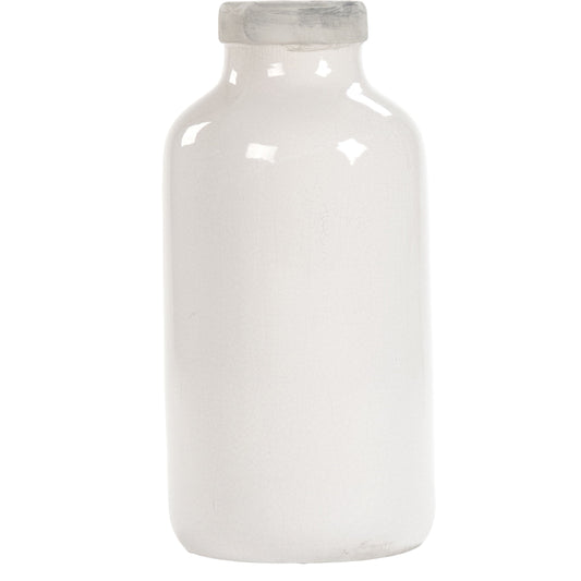 Milk Jug Jar by Zentique in distressed crackle white and ceramic. Made from ceramic in a cottage & farmhouse style.