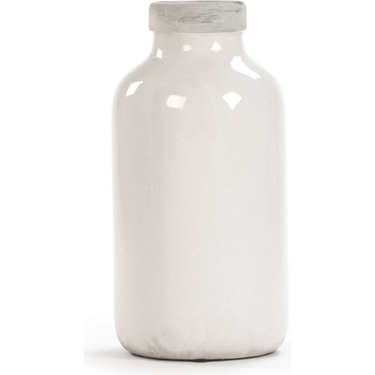 Milk Jug Jar by Zentique in distressed crackle white and ceramic. Made from ceramic in a cottage & farmhouse style.