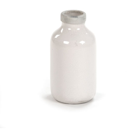 Milk Jug Jar by Zentique in distressed crackle white and ceramic. Made from ceramic in a cottage & farmhouse style.