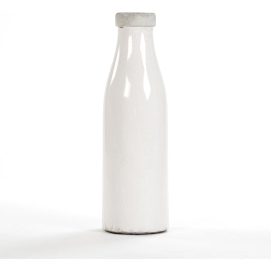 Distressed Crackle White Smooth Vase by Zentique in distressed crackle white. Made from ceramic in a cottage & farmhouse style.