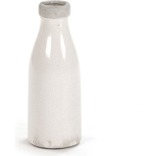 Distressed Crackle White Smooth Vase by Zentique in distressed crackle white. Made from ceramic in a cottage & farmhouse style.
