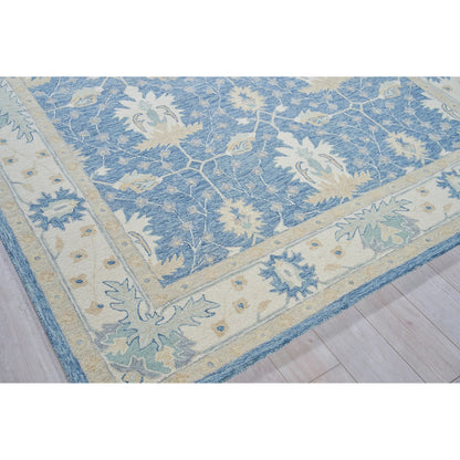 Claremont Oushak 6793 Rug by Exquisite Rugs in blue, ivory. Made from new zealand wool in a unique style.