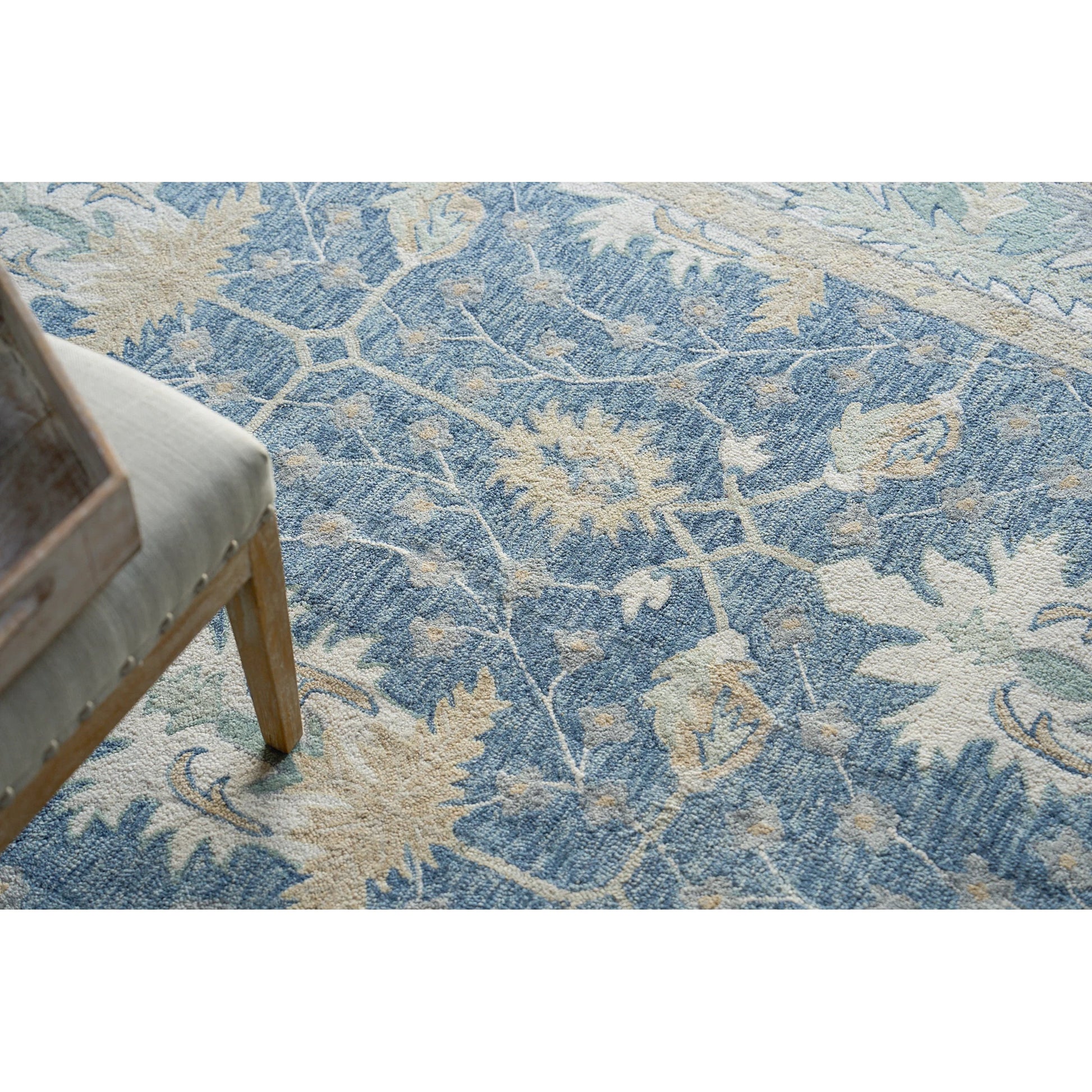Claremont Oushak 6793 Rug by Exquisite Rugs in blue, ivory. Made from new zealand wool in a unique style.