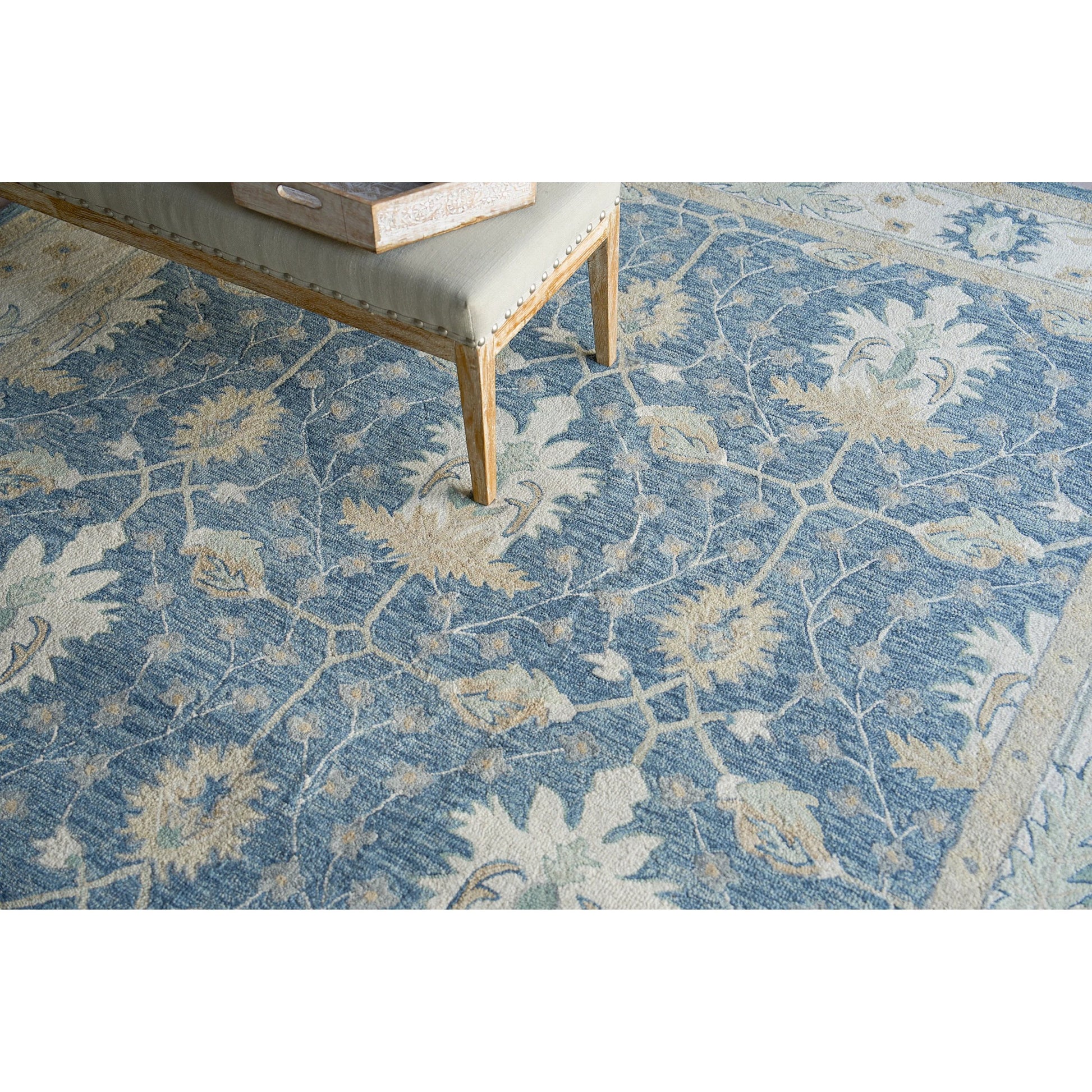 Claremont Oushak 6793 Rug by Exquisite Rugs in blue, ivory. Made from new zealand wool in a unique style.