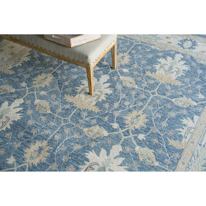 Claremont Oushak 6793 Rug by Exquisite Rugs in blue, ivory. Made from new zealand wool in a unique style.