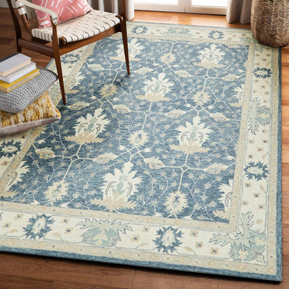 Claremont Oushak 6793 Rug by Exquisite Rugs in blue, ivory. Made from new zealand wool in a unique style.
