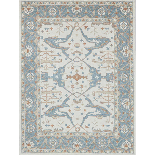 Claremont Oushak Rug by Exquisite Rugs in ivory, light blue. Made from new zealand wool in a unique style.