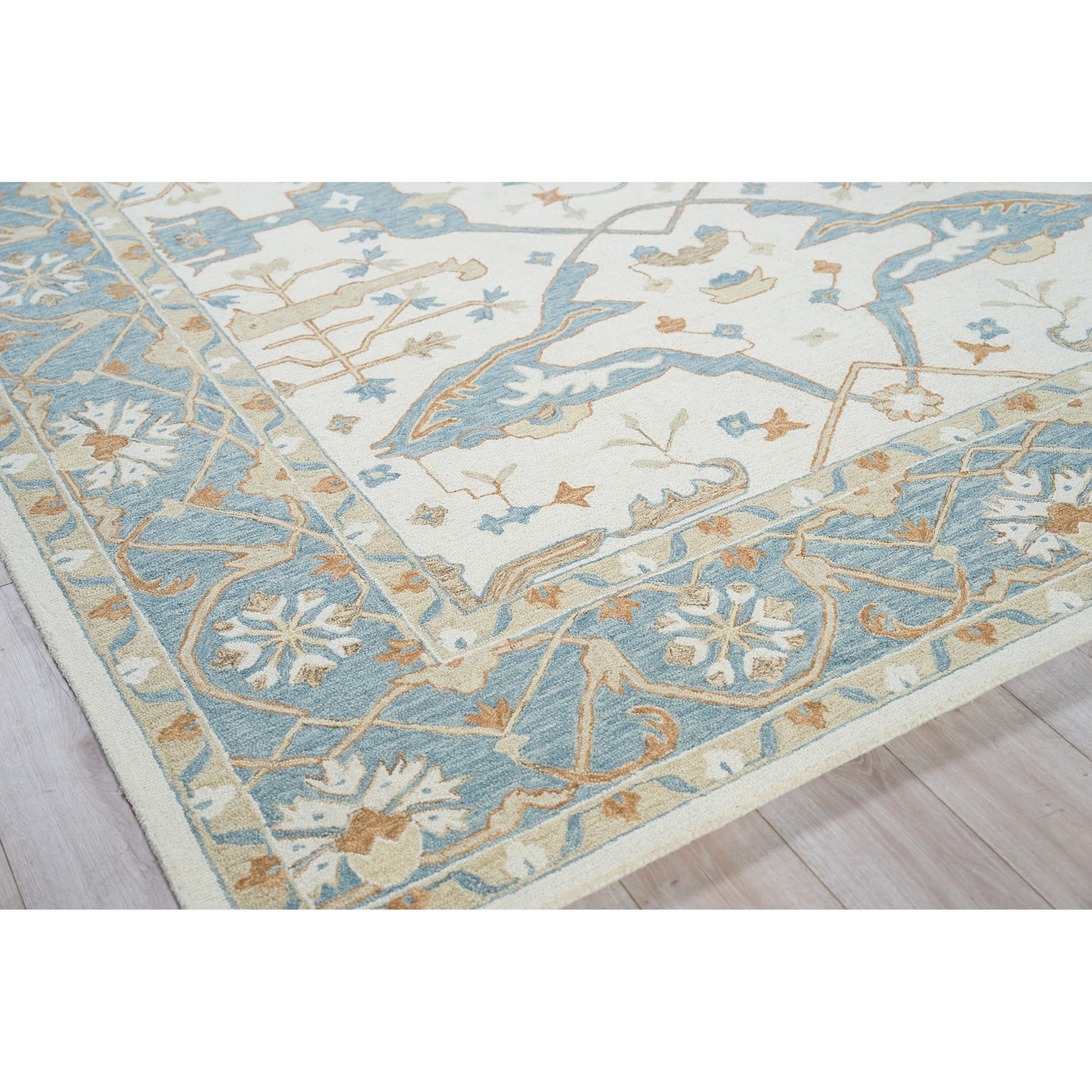 Claremont Oushak 6794 Rug by Exquisite Rugs in ivory, light blue. Made from new zealand wool in a unique style.