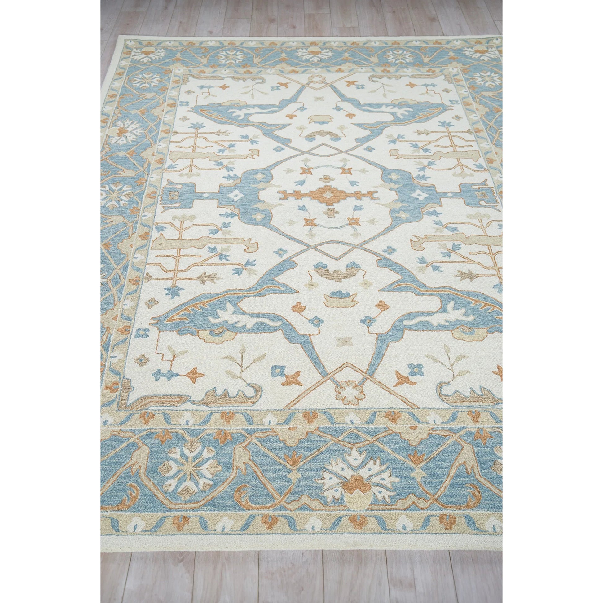 Claremont Oushak 6794 Rug by Exquisite Rugs in ivory, light blue. Made from new zealand wool in a unique style.