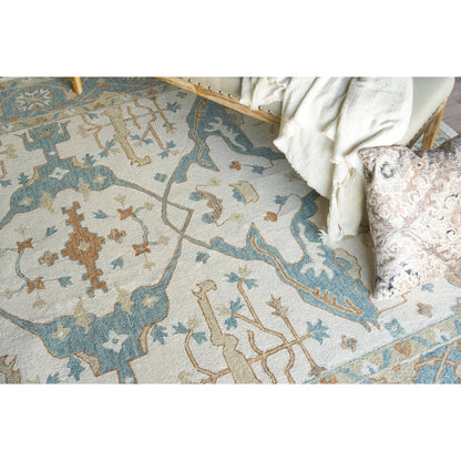 Claremont Oushak 6794 Rug by Exquisite Rugs in ivory, light blue. Made from new zealand wool in a unique style.