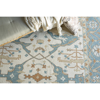 Claremont Oushak 6794 Rug by Exquisite Rugs in ivory, light blue. Made from new zealand wool in a unique style.
