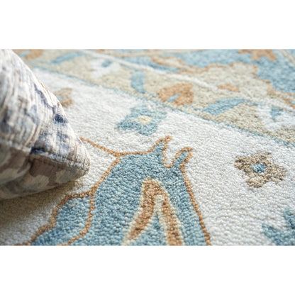 Claremont Oushak 6794 Rug by Exquisite Rugs in ivory, light blue. Made from new zealand wool in a unique style.