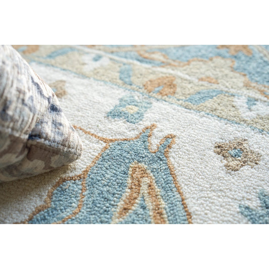 Claremont Oushak 6794 Rug by Exquisite Rugs in ivory, light blue. Made from new zealand wool in a unique style.