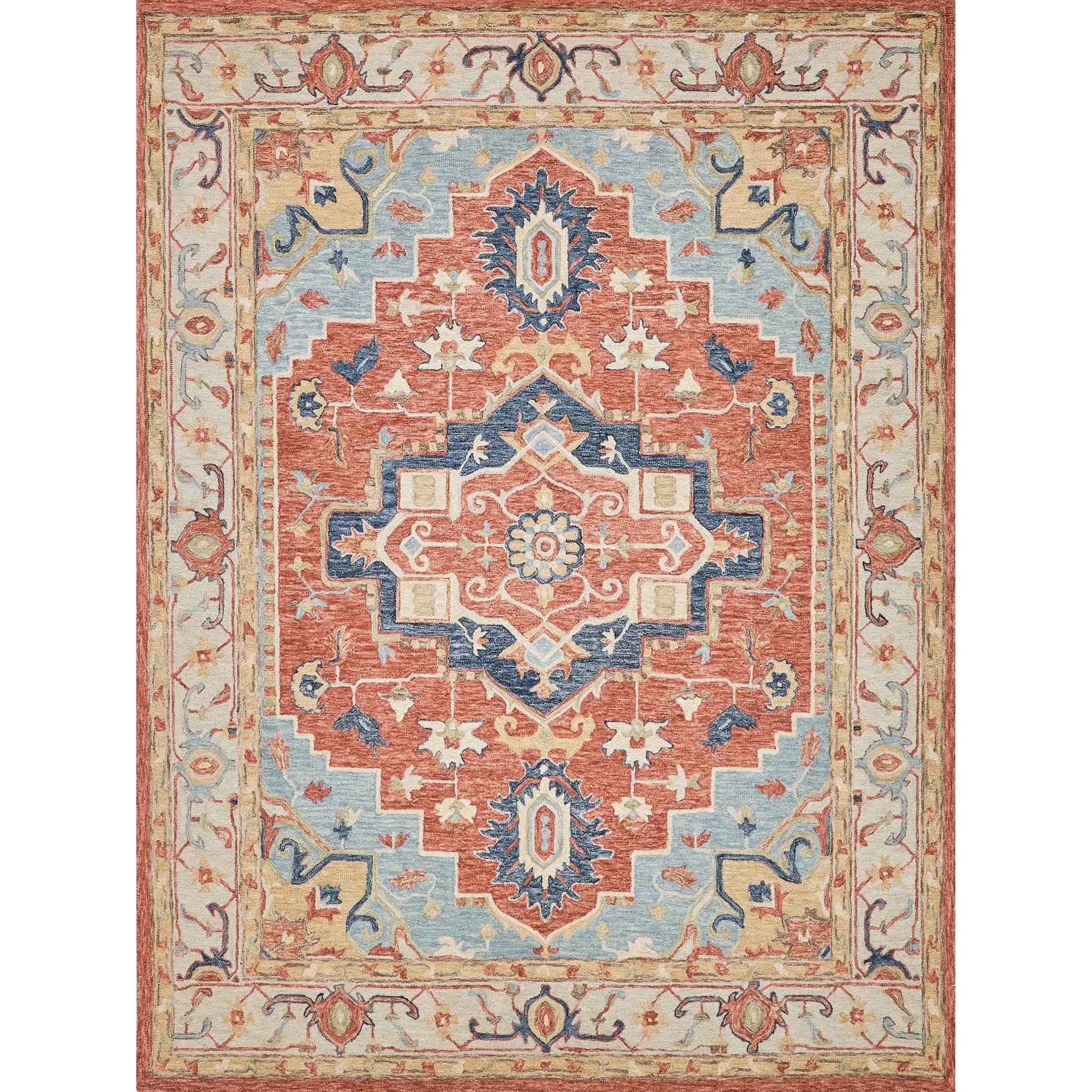 Richmond Serapi Area Rug by Exquisite Rugs in beige, red. Made from new zealand wool in a unique style.