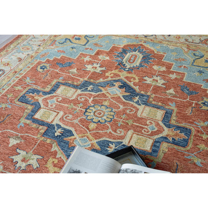 Richmond Serapi Area Rug by Exquisite Rugs in beige, red. Made from new zealand wool in a unique style.