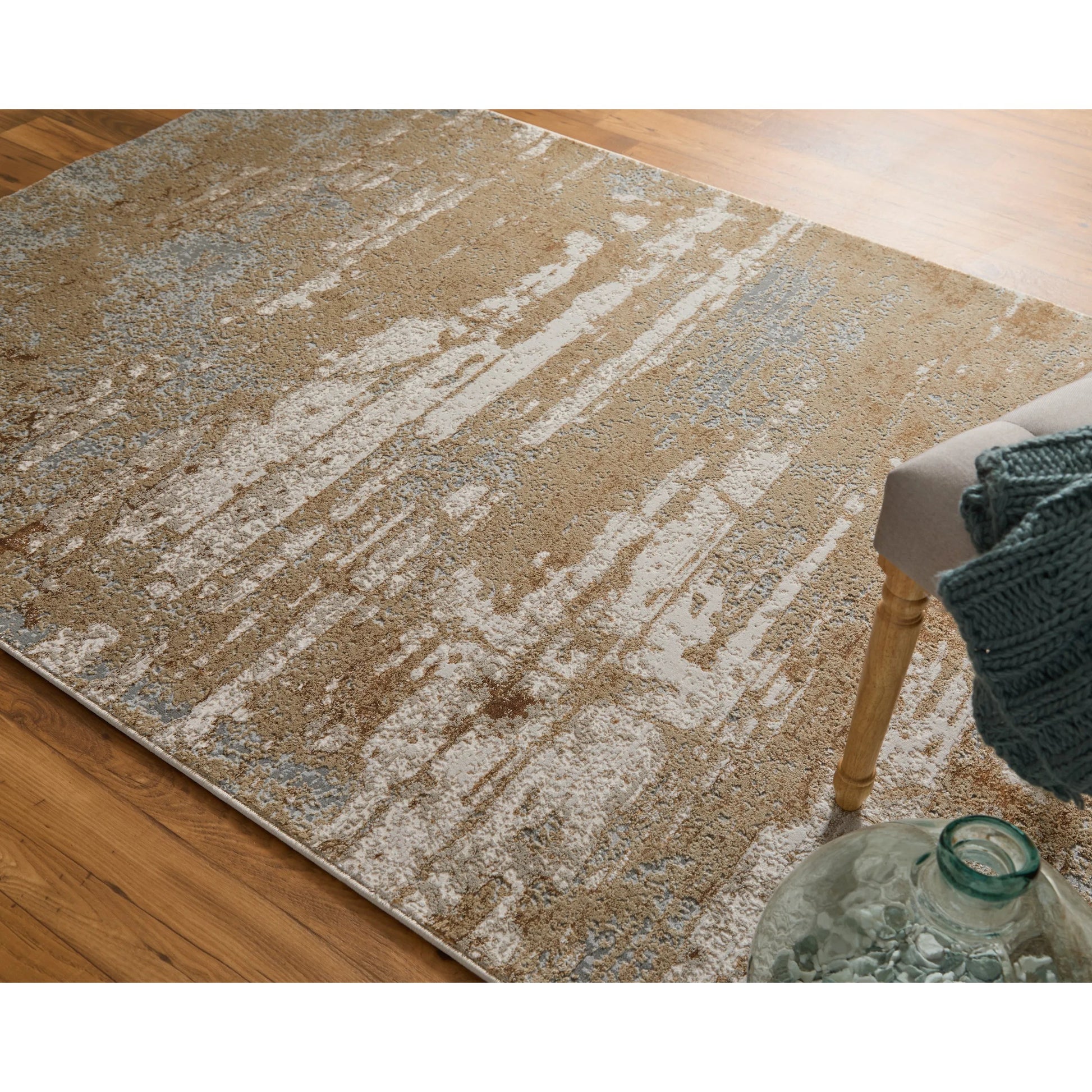 Aura Rug - 3567F by Feizy in ivory, gold, gray. Made from polyester, polypropylene in a unique style.