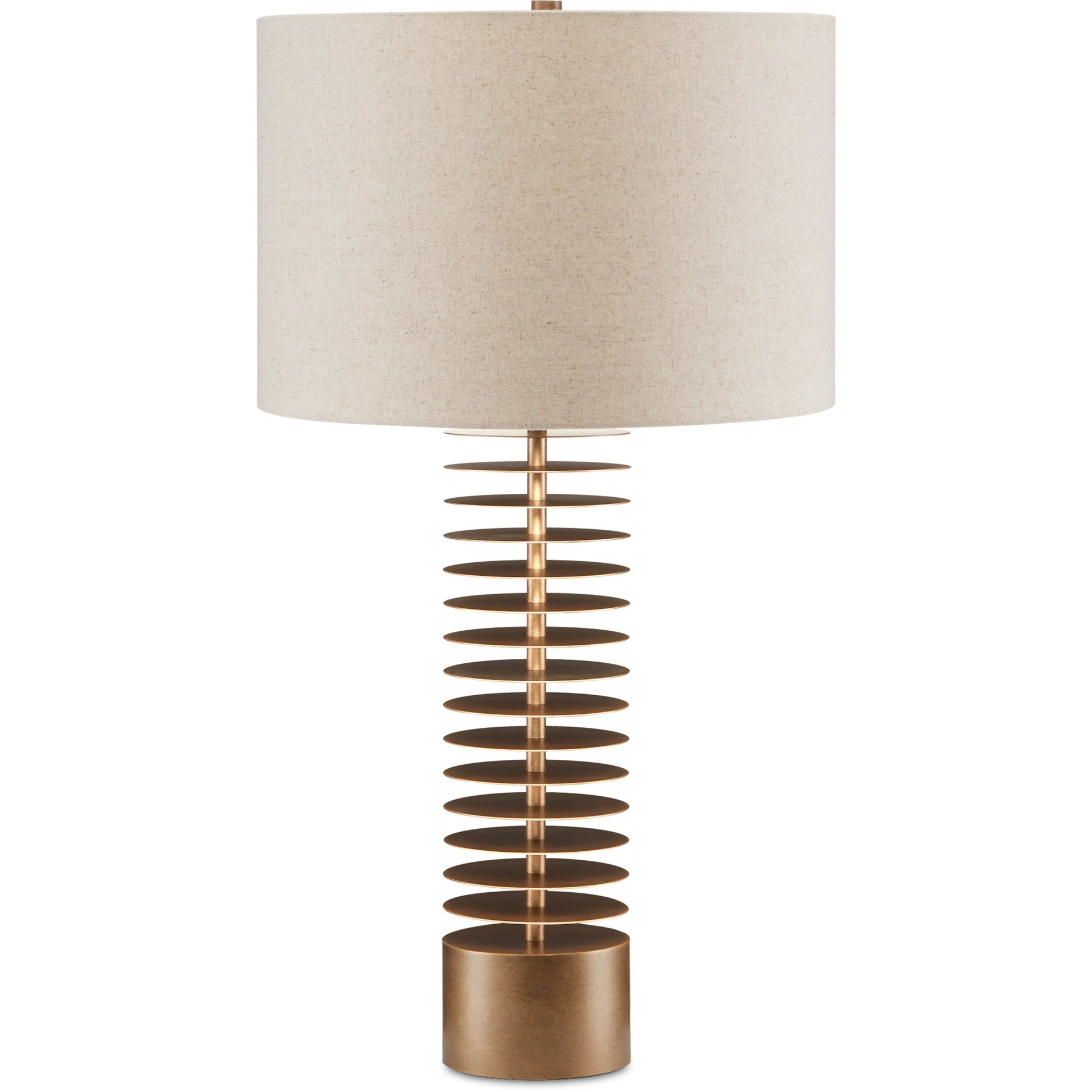 Walwyn Table Lamp by Currey and Company in painted antique brass. Made from metal in a modern style.
