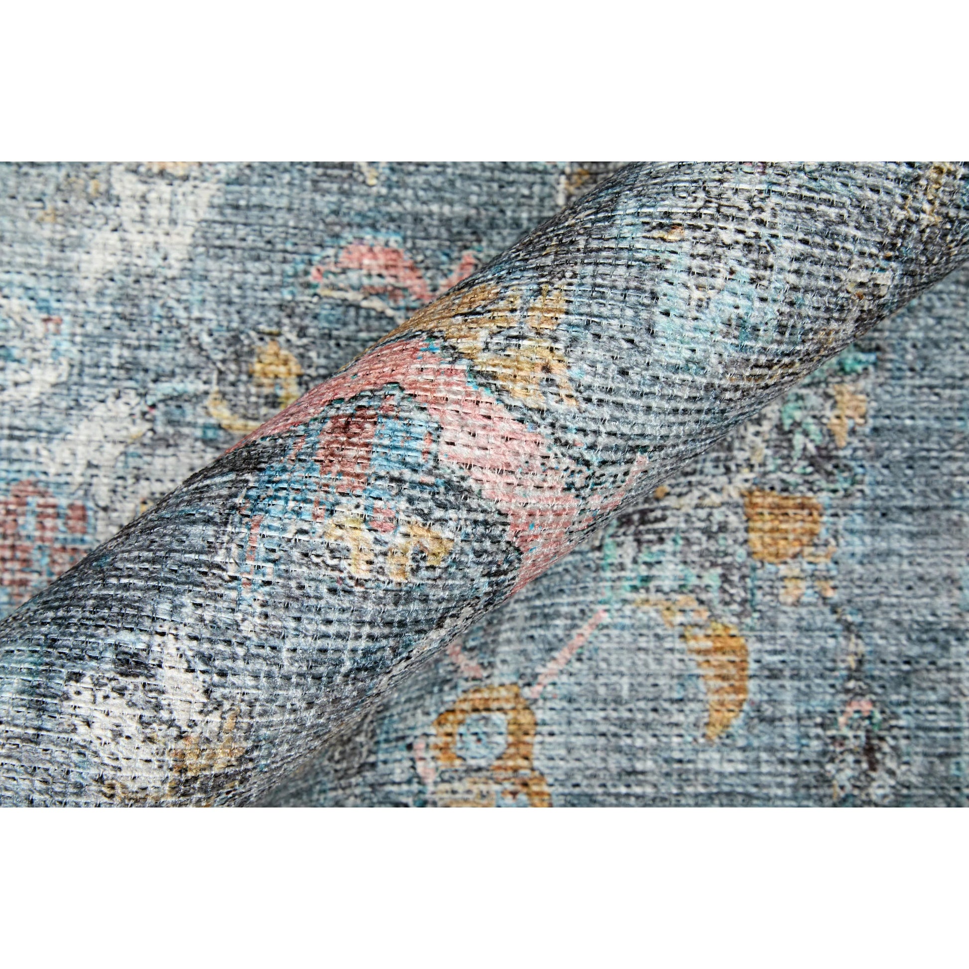 Percy Transitional Rug - 39AFF by Feizy in blue, gray, orange. Made from polyester in a unique style.