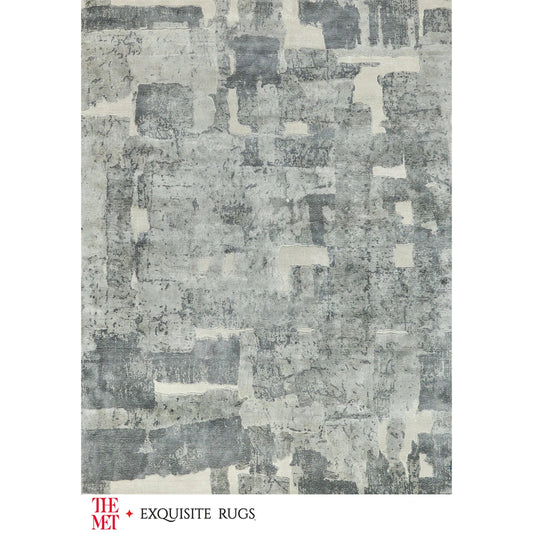 The Met X Exquisite Rugs Papyrus 6803 Rug by Exquisite Rugs in gray. Made from wool, bamboo silk in a unique style.