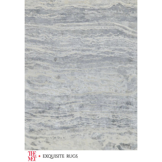 The Met X Exquisite Rugs Travertine 6804 Rug by Exquisite Rugs in silver. Made from wool, bamboo silk in a unique style.