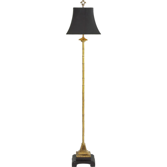 Brass Bamboo Floor Lamp by Chelsea House in gold, black. Made from brass in a traditional style.
