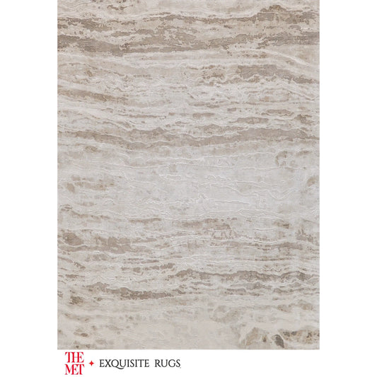 The Met X Exquisite Rugs Travertine 6805 Rug by Exquisite Rugs in beige. Made from wool, bamboo silk in a unique style.