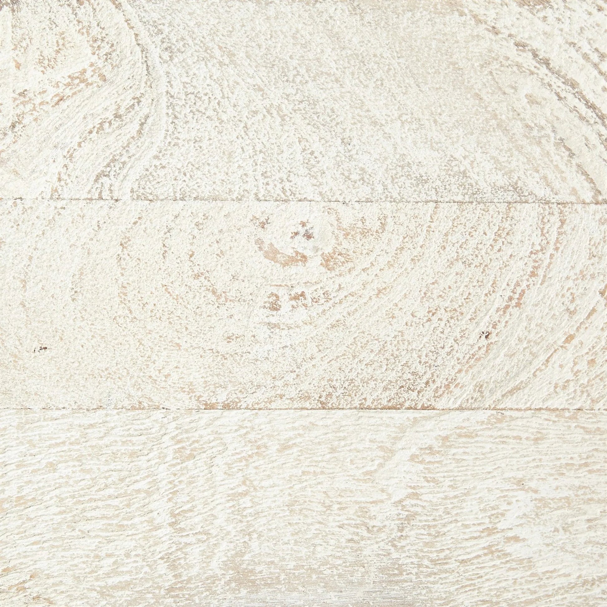 Driftwood Lattice Console by Global Views in white washed. Made from mango in a coastal style.