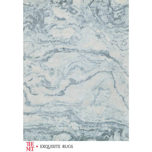 The Met X Exquisite Rugs Saccara 6806 Rug by Exquisite Rugs in blue. Made from wool, bamboo silk in a unique style.