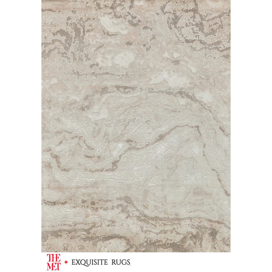 The Met X Exquisite Rugs Saccara 6807 Rug by Exquisite Rugs in beige. Made from wool, bamboo silk in a unique style.