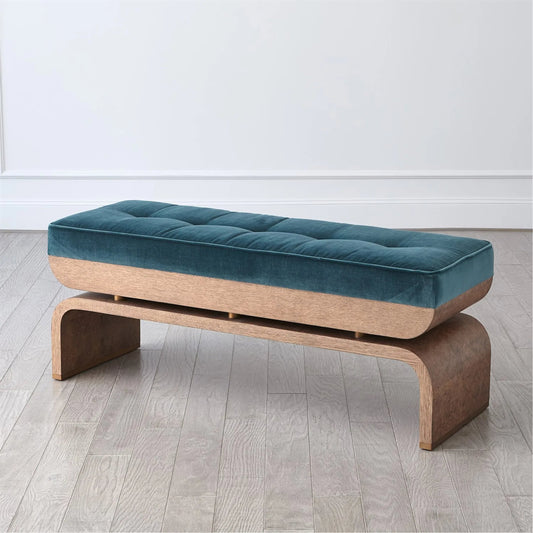 Ives Bench by Global Views in blue and bronze. Made from unique in a transitional style.
