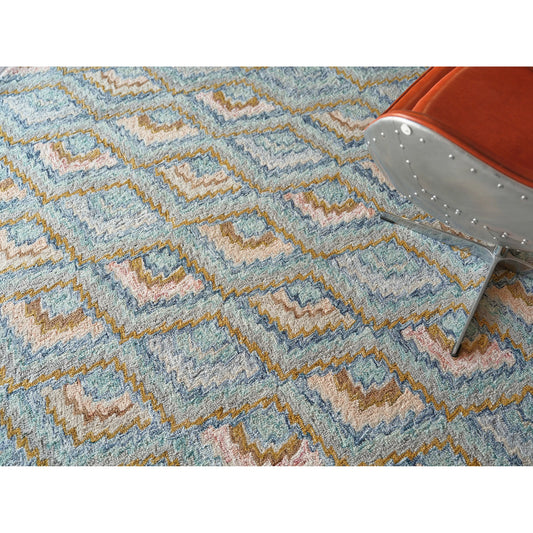 Bargello 6814 Rug by Exquisite Rugs in light blue, multi. Made from new zealand wool in a unique style.