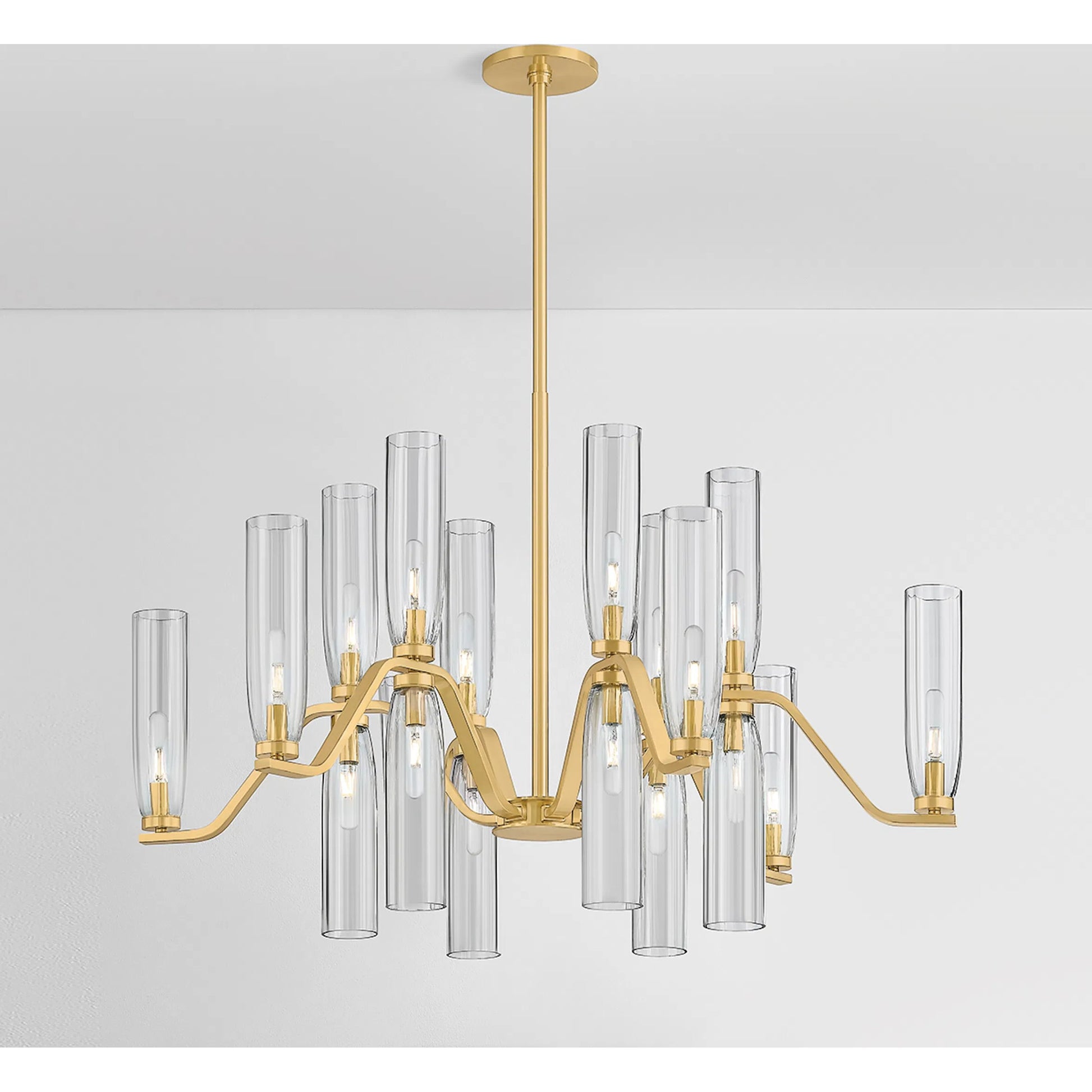 Harpswell 18-Light Chandelier by Hudson Valley in aged brass. Made from steel in a modern style.