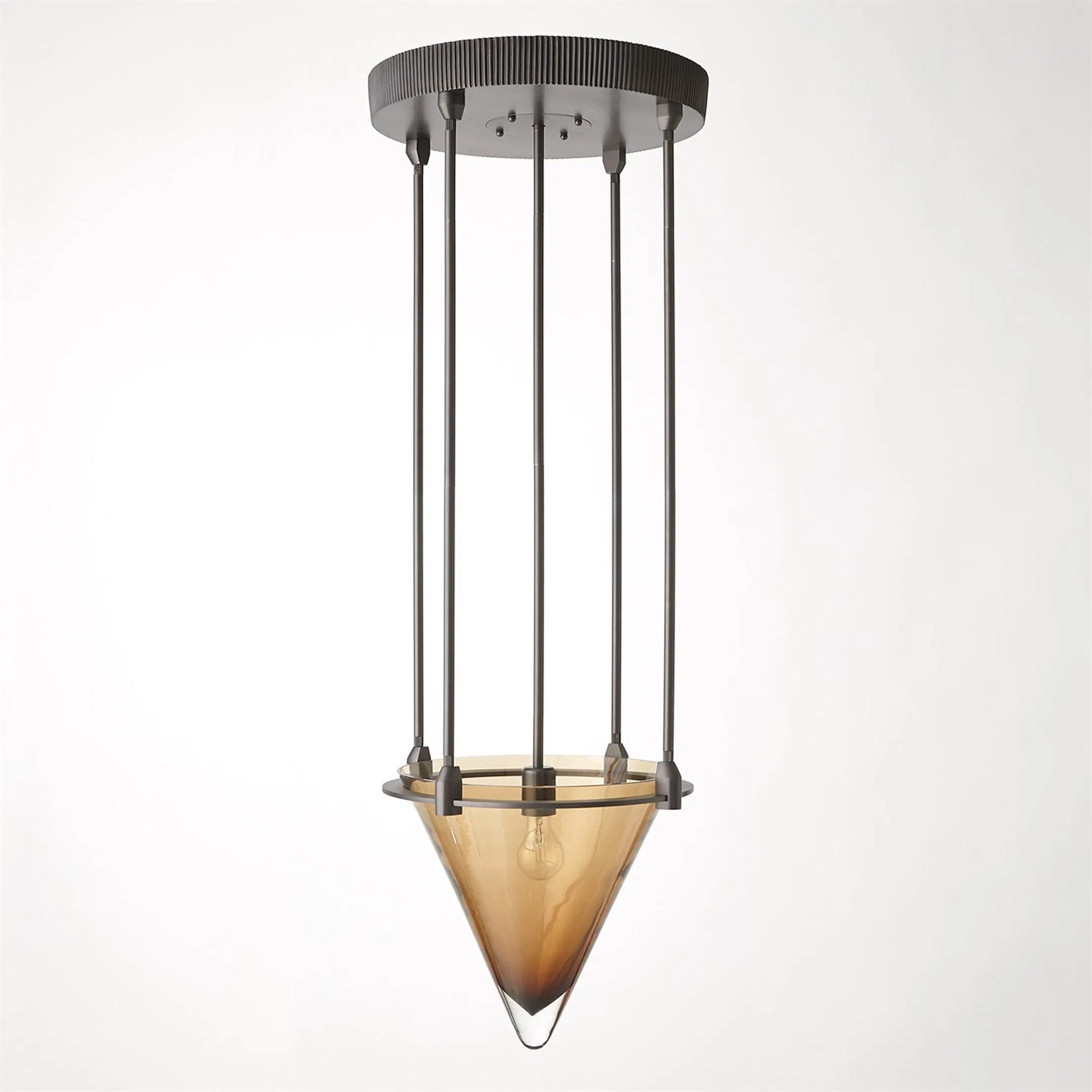 Odette Chandelier by Global Views in amber, red, ash and bronze. Made from unique in a unique style.
