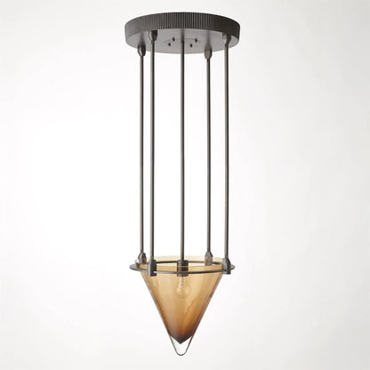 Odette Chandelier by Global Views in amber, red, ash and bronze. Made from unique in a unique style.