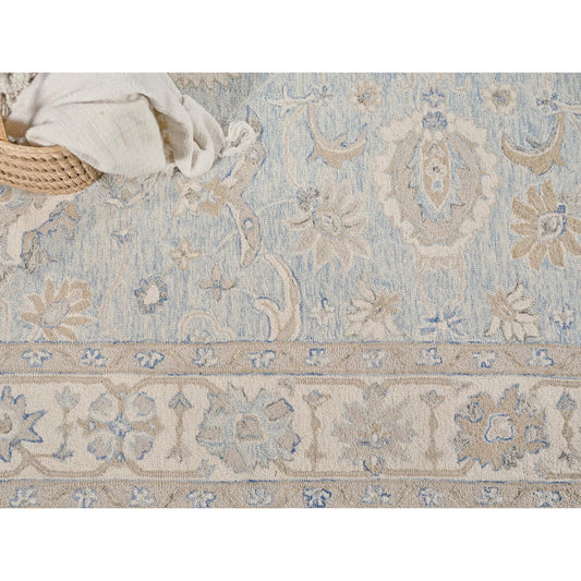 Marietta Oushak 6823 Rug by Exquisite Rugs in light blue, ivory. Made from new zealand wool in a unique style.